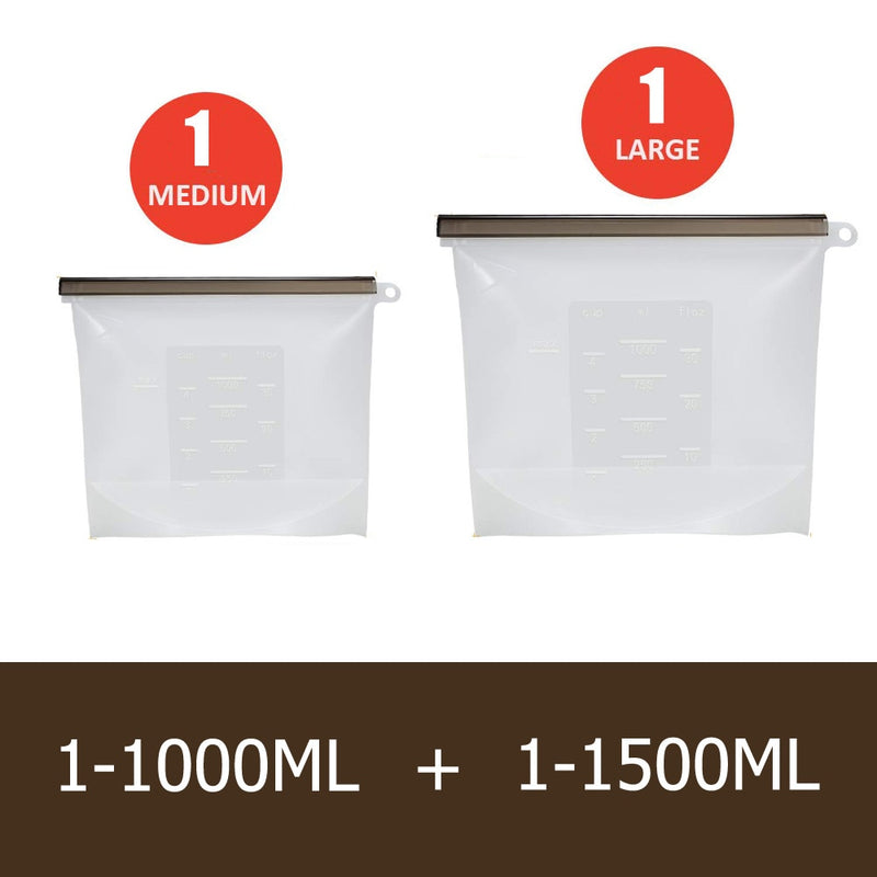 Reusable Silicone Food Storage Bag 1000ml 1500ml